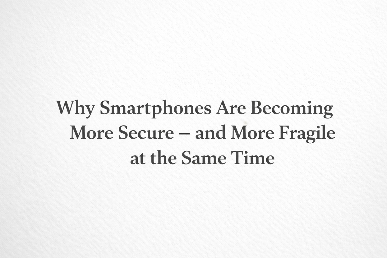 Why Smartphones Are Becoming More Secure ? and More Fragile at the Same Time