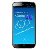 
Micromax A115 Canvas 3D supports frequency bands GSM and HSPA. Official announcement date is  April 2013. The device is working on an Android OS, v4.1.2 (Jelly Bean) with a Dual-core 1.2 GH